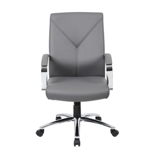 Boss Office LeatherPlus Executive Chair with Arms in Gray