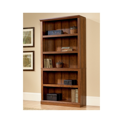 Pemberly Row Wooden 5 Shelf Bookcase in Washington Cherry Finish