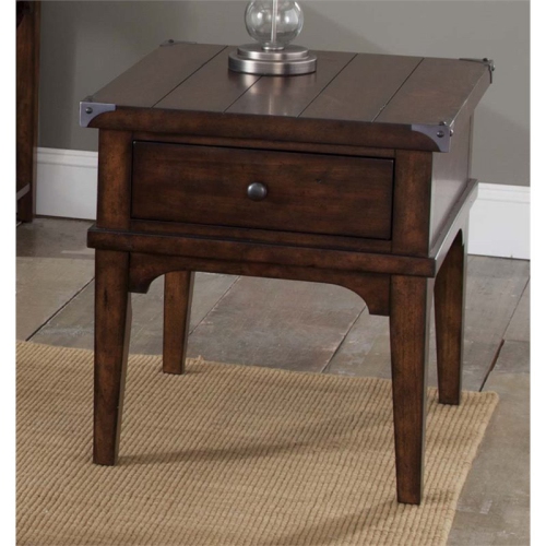 Aspen Skies Medium Brown Wood End Table