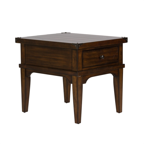 Aspen Skies Medium Brown Wood End Table