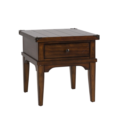 Aspen Skies Medium Brown Wood End Table