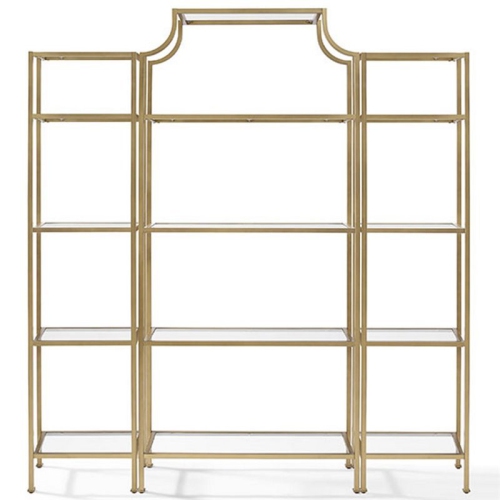 CROSLEY FURNITURE  Aimee 3 Piece Glass Etagere Set In Antique In Gold