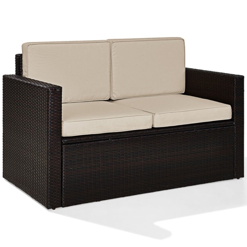 CROSLEY FURNITURE  Palm Harbor Wicker Patio Loveseat In And Sand In Brown
