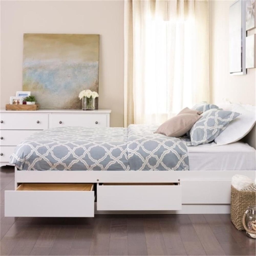 Prepac Queen Platform Storage Bed in White