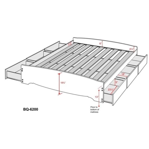 Prepac Queen Platform Storage Bed in White