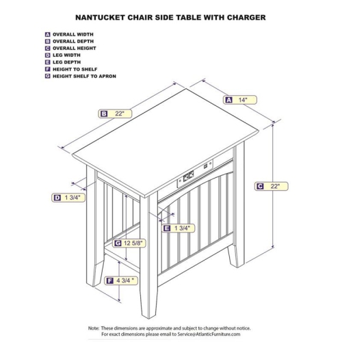 AFI Nantucket Charger Chair Side Table in Walnut