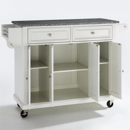 CROSLEY FURNITURE  Gray Granite Top Kitchen Cart In In White