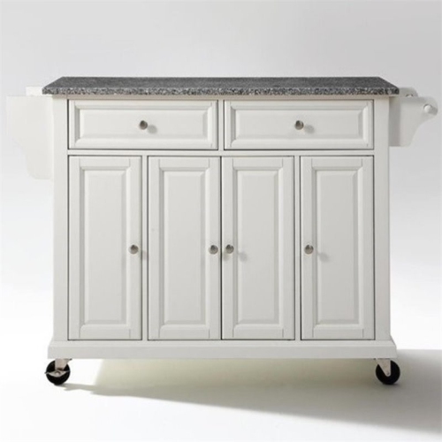 Crosley Gray Granite Top Kitchen Cart in White