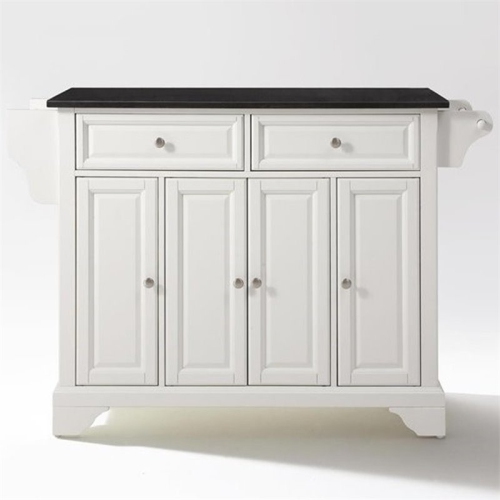 Crosley LaFayette Black Granite Top Kitchen Island in White
