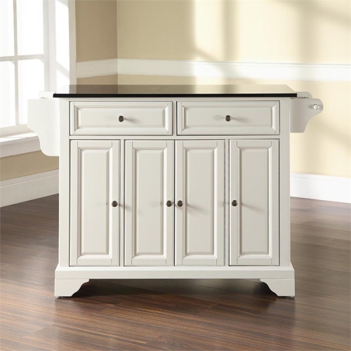 Crosley LaFayette Black Granite Top Kitchen Island in White