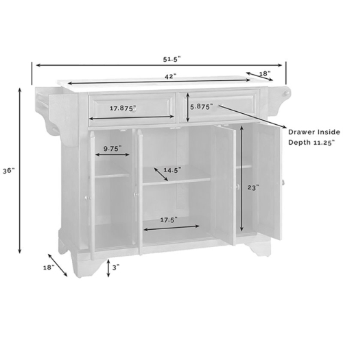 Crosley LaFayette Black Granite Top Kitchen Island in White
