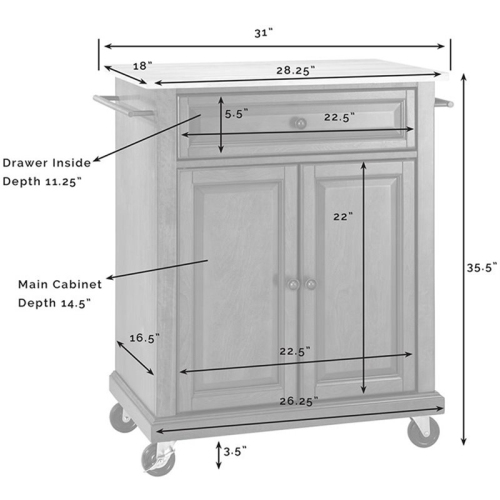 Crosley Natural Wood Top Portable Kitchen Cart in Black