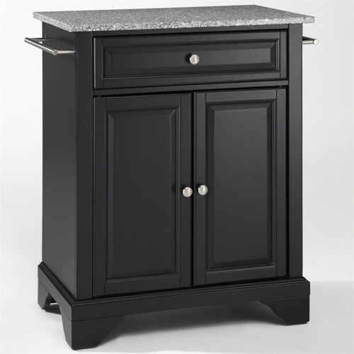 CROSLEY FURNITURE  Lafayette Gray Granite Top Portable Kitchen Island In In Black