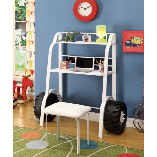 FURNITURE OF AMERICA  Ramirez Traditional Metal Kids Desk With Stool In In White