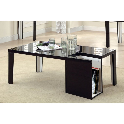 Furniture of America Lucio Contemporary Wood Coffee Table with Storage in Black