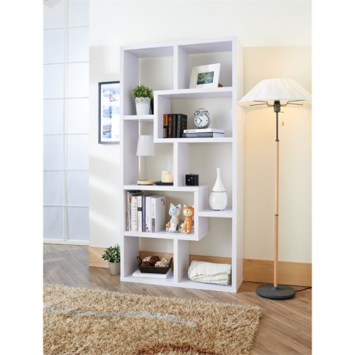 Furniture of America Adeo Contemporary Wood 10-Shelf Bookcase in White