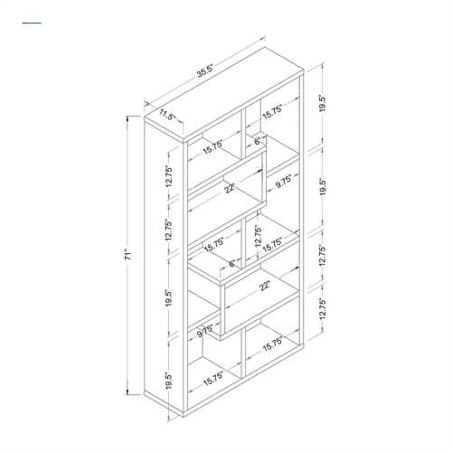 Furniture of America Adeo Contemporary Wood 10-Shelf Bookcase in White
