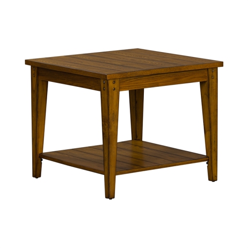 Lake House Medium Brown Square Lamp Table