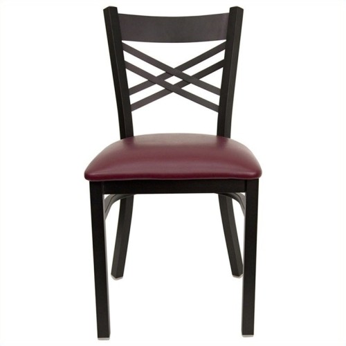 FLASH FURNITURE  Hercules Black Back Metal Dining Chair In Burgundy Xback black dining chairs