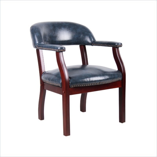 BOSS OFFICE PRODUCTS Boss Office Captains Chair In Blue And Mahogany