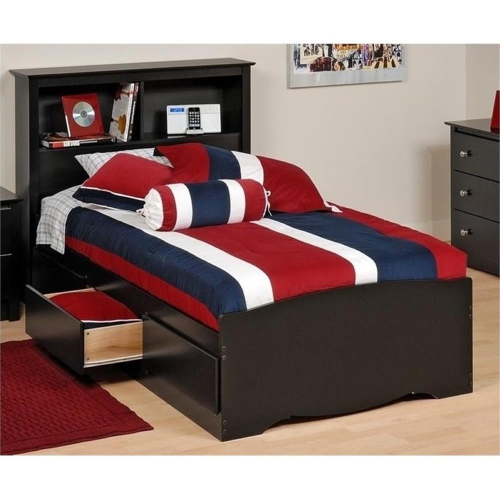 Prepac Twin Platform Storage Bed in Black