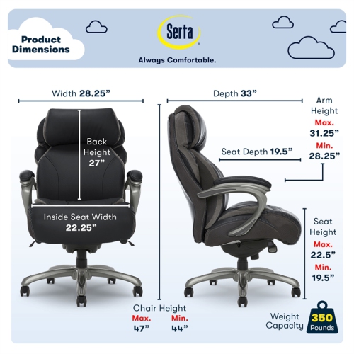 Serta Jackson Big and Tall Executive Office Chair with Smart Layers Black