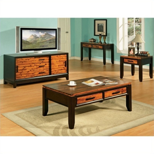Abaco Rectangular Two Tone Cherry Wood Finish Coffee Table