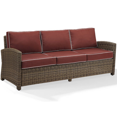 CROSLEY FURNITURE  Bradenton Wicker Patio Sofa In And Sangria In Brown