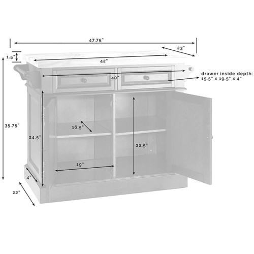 Crosley Oxford Butcher Block Top Kitchen Island with Square Stools in White