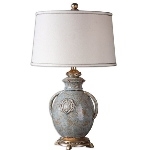 Uttermost Cancello Textured Ceramic Lamp in Distressed Light Blue