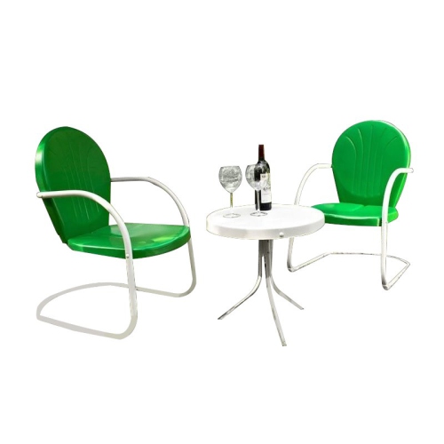 Crosley Griffith 3 Piece Metal Patio Conversation Set in Grasshopper Green