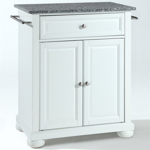 CROSLEY FURNITURE  Alexandria Gray Granite Top Portable Kitchen Island In In White