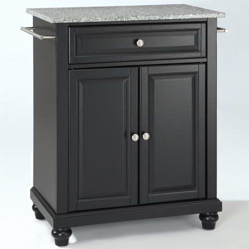 CROSLEY FURNITURE  Cambridge Gray Granite Top Portable Kitchen Island In In Black