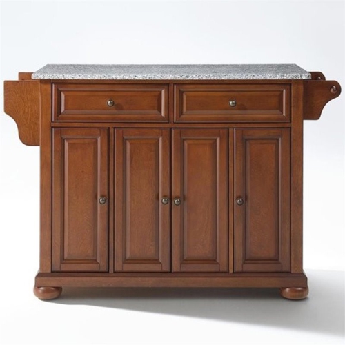 Crosley Alexandria Gray Granite Top Kitchen Island in Cherry
