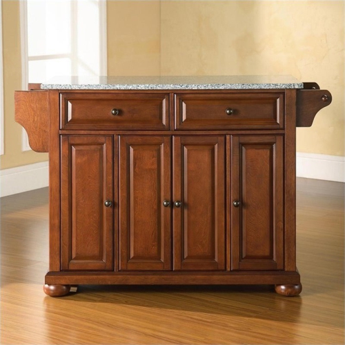 Crosley Alexandria Gray Granite Top Kitchen Island in Cherry