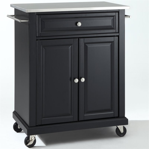 CROSLEY FURNITURE  Stainless Steel Top Portable Kitchen Cart In In Black