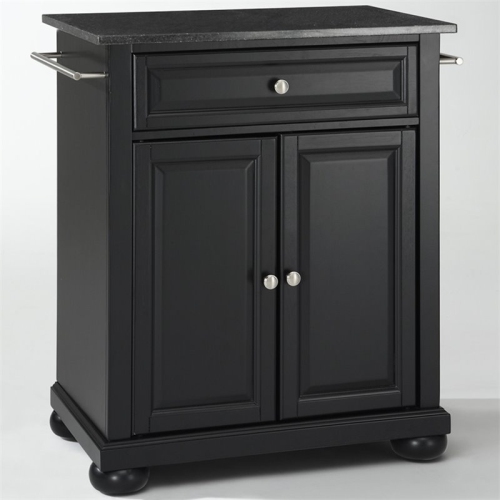 Crosley Alexandria Black Granite Top Portable Kitchen Island in Black