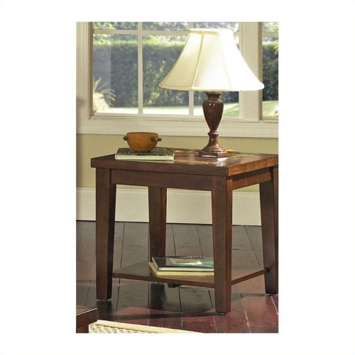 STEVE SILVER COMPANY  Davenport Slate End Table With Cherry Wood Trim In Brown