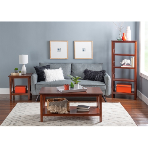 Table de bout en pin massif Titian Linon, brun tabac