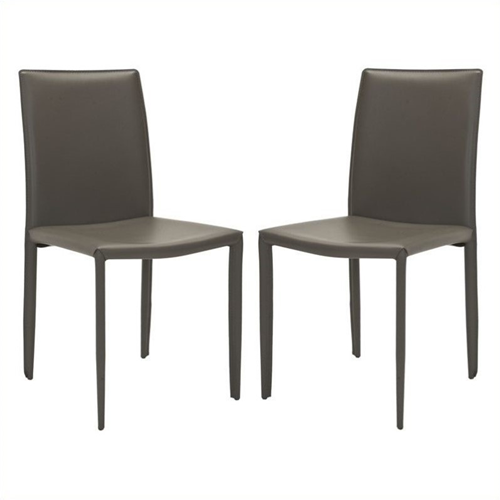 SAFAVIEH  Eloise Iron And Leather Dining Chair In Grey (Set Of 2)