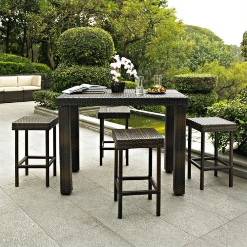 Palm Harbor Contemporary 5-Piece Casual Dining Patio Set - Natural and Black