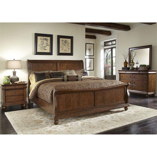 LIBERTY FURNITURE  Traditions 4 Piece King Sleigh Bedroom Set In Cherry