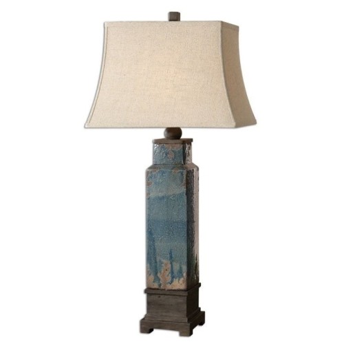 Uttermost Soprana Table Lamp in Distressed Blue Glaze