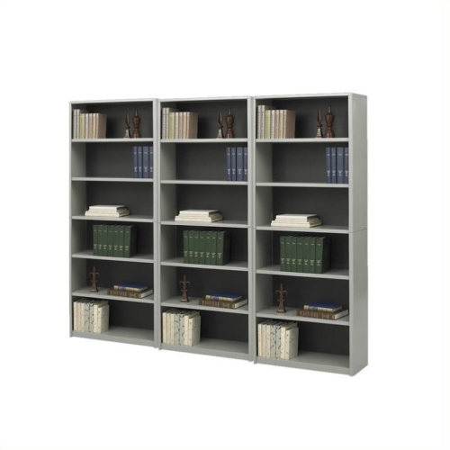 Safco ValueMate Standard 6 Shelf Economy Steel Wall Bookcase in Gray