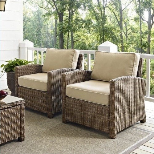 Crosley Furniture Bradenton 2 Piece Outdoor Wicker Seating Set with Sand Cushions