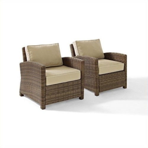 Crosley Furniture Bradenton 2 Piece Outdoor Wicker Seating Set with Sand Cushions