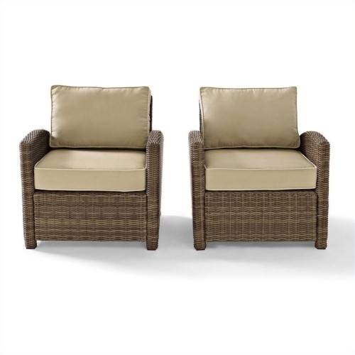 Crosley Furniture Bradenton 2 Piece Outdoor Wicker Seating Set with Sand Cushions
