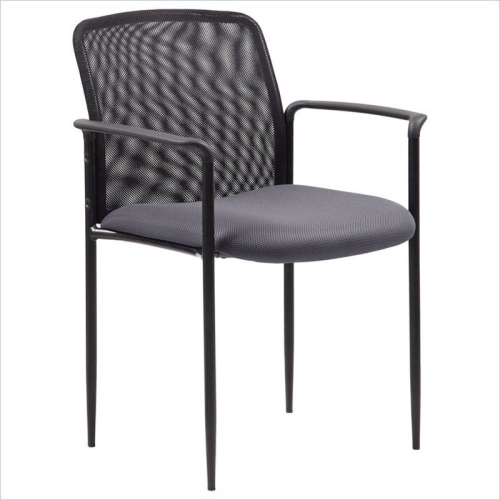 Boss Office Stackable Mesh Guest Chair in Gray