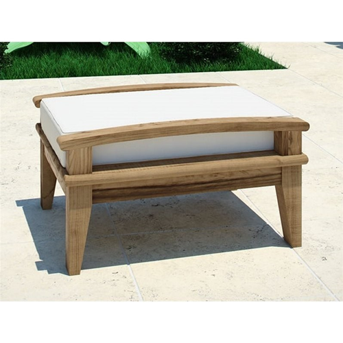 MODWAY  Marina Outdoor Teak Ottoman In Natural And In White