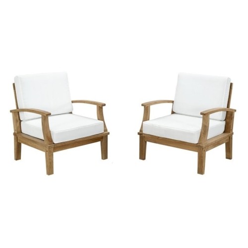 MODWAY  Marina Outdoor Teak Chairs In Natural And (Set Of 2) In White